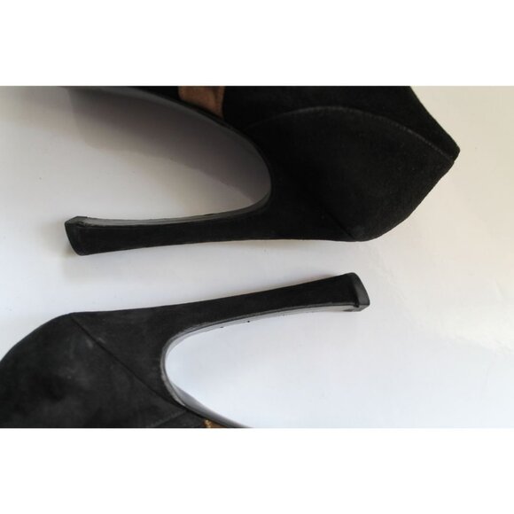 Yves Saint Laurent Tribute Suede Ankle Booties Black Gold Size 38.5 - Picture 10 of 14